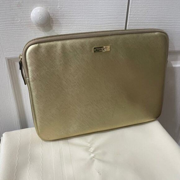 KATE SPADE LAPTOP NOTEBOOK CASE METALLIC GOLD 13 ‘ VERSATILE FUNCTIONAL - Picture 2 of 12